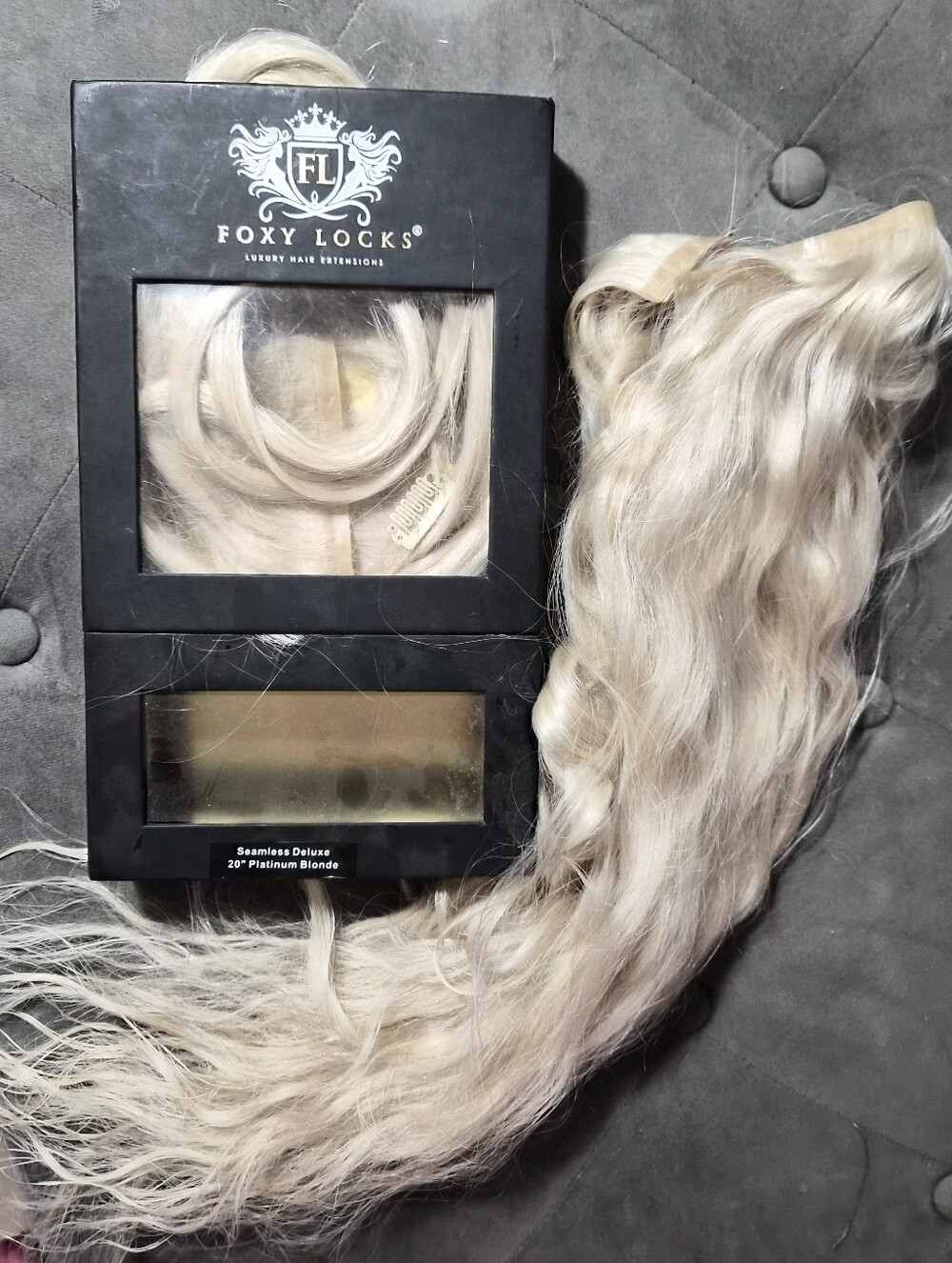 Foxy Locks Platinum Blonde 20 Inch Seamless Hair Extensions Human Hair